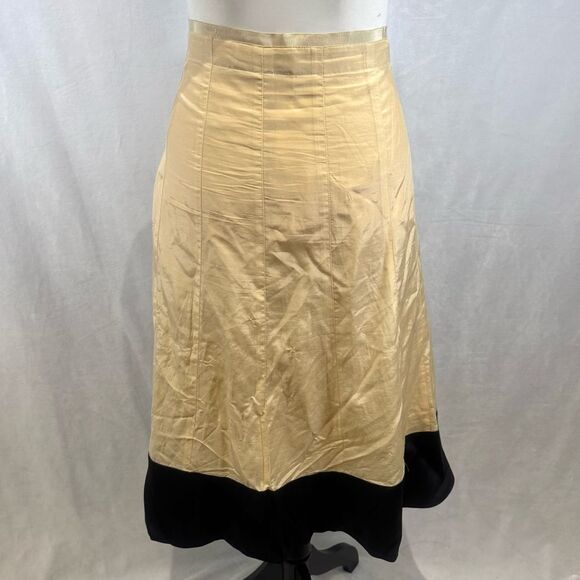 Banana Republic ivory and black silk cotton blend midi skirt size 14 - Picture 3 of 6